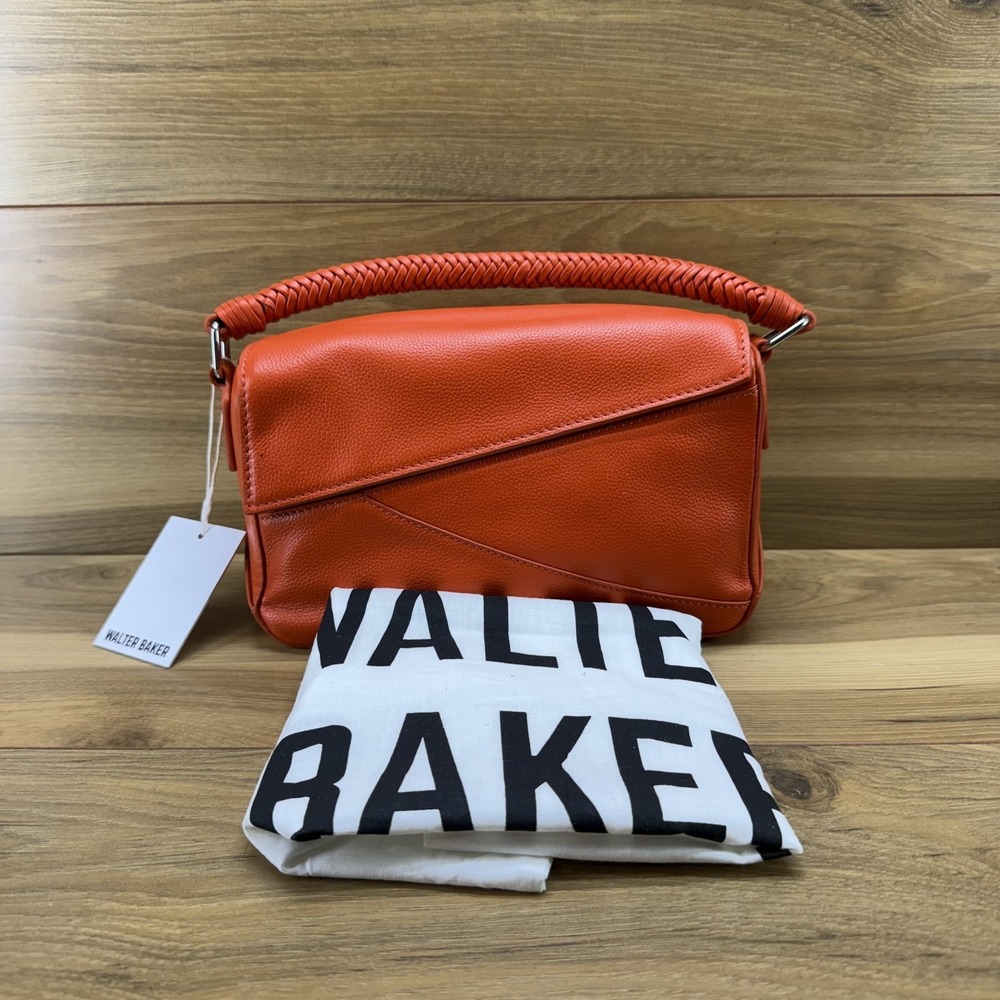 Walter Baker Jagger Crossbody Flame Orange Woven Leather Convertible Bag Travel